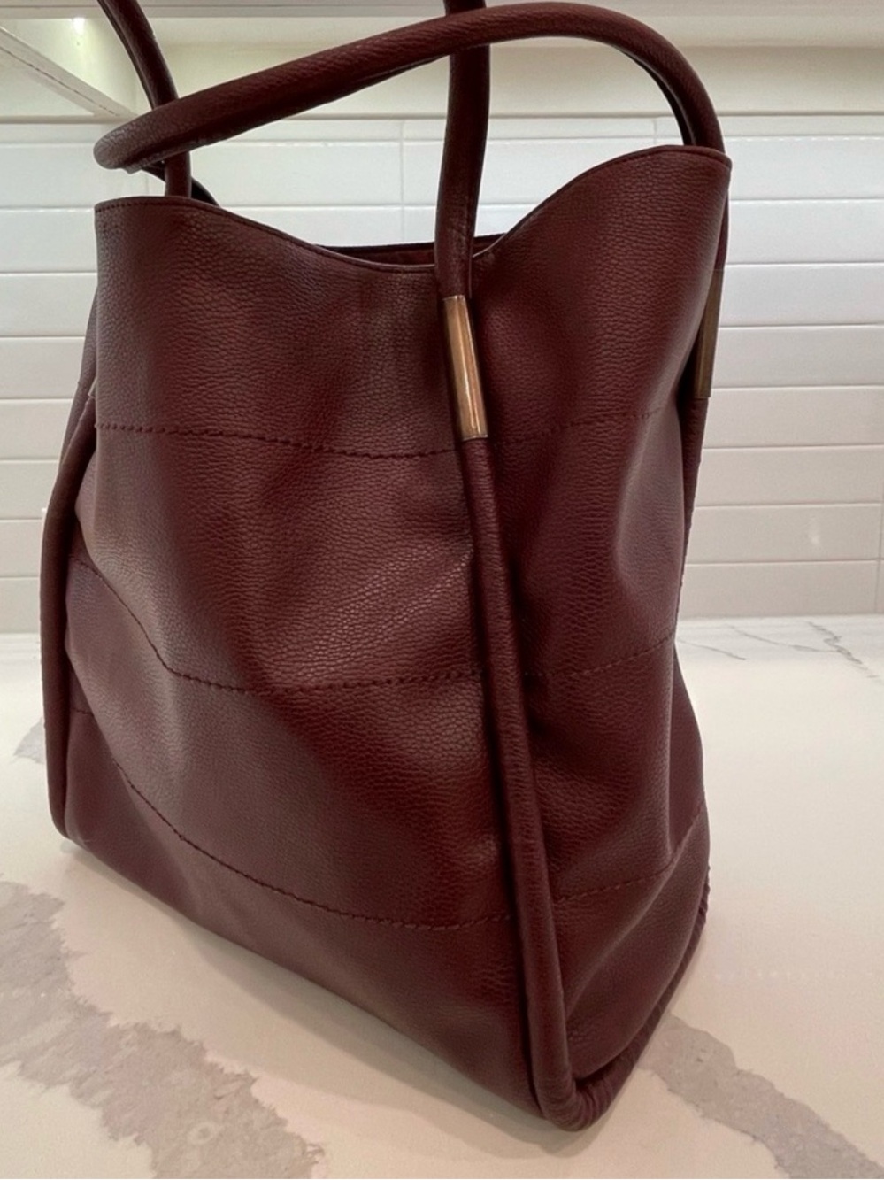 Neiman Marcus Burgundy Leather Tote